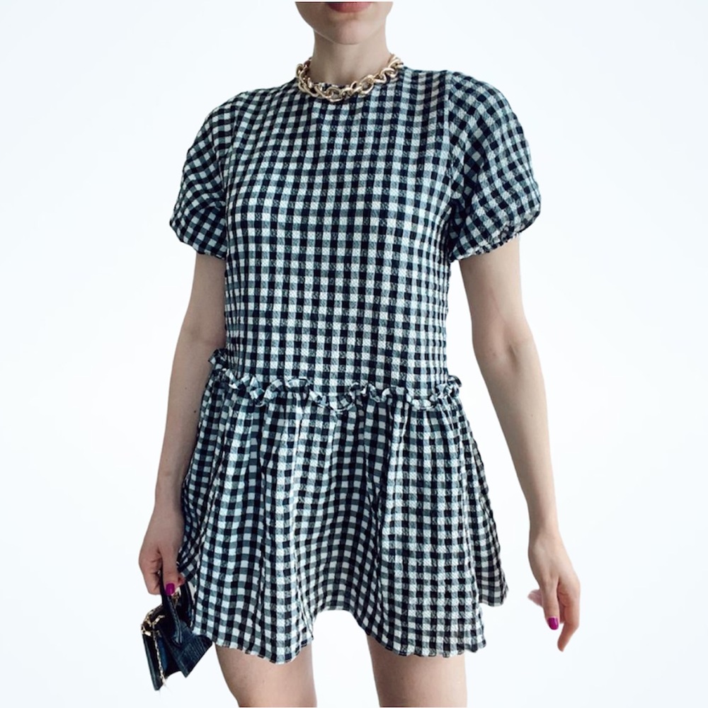 Zara GINGHAM MINI DRESS